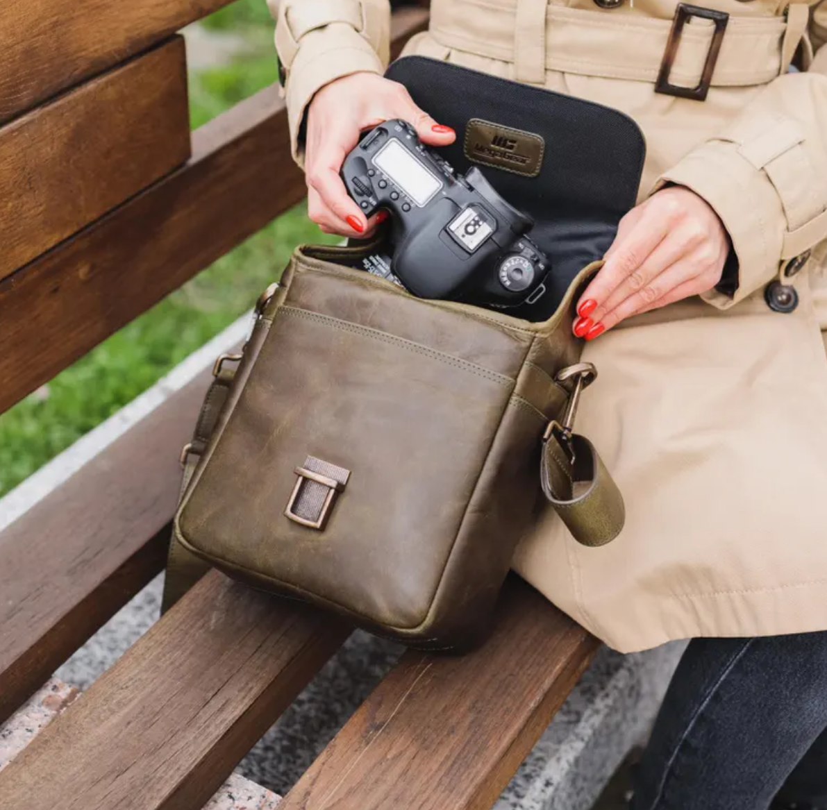Personalized Italian Leather Messenger Bag