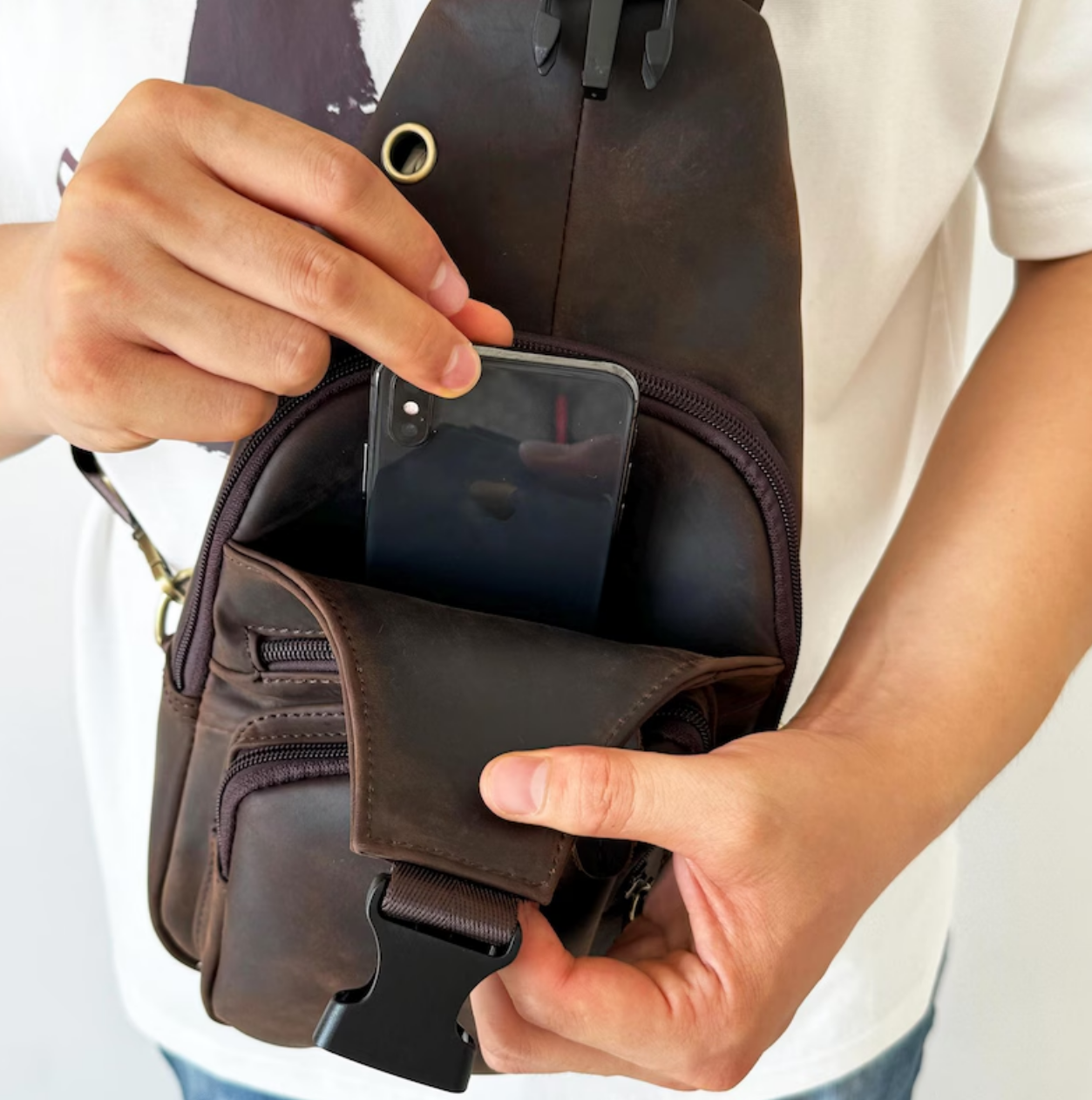Personalized Leather Sling Bag