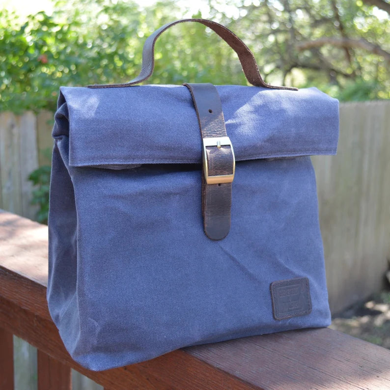 Insulated Waxed Cotton Canvas Lunch Bag